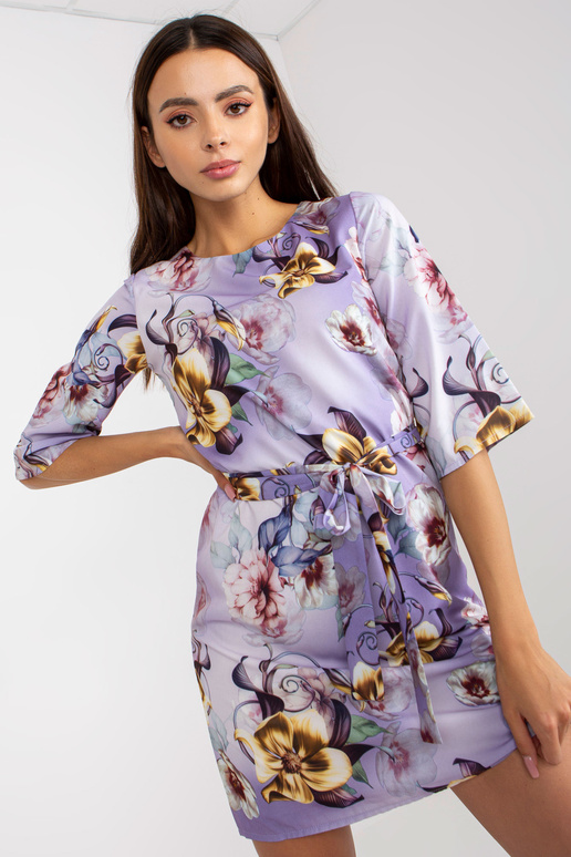 Violeta ziedu mini kokteiļu kleita