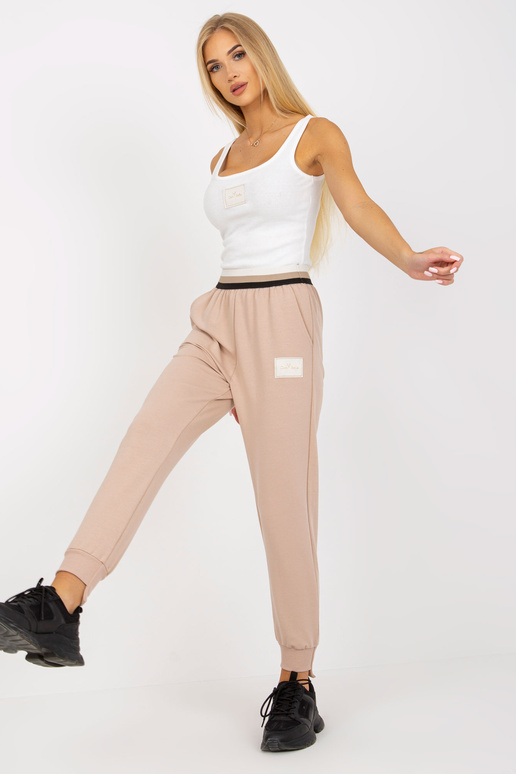 Bēšas treniņbikses ar augstu...