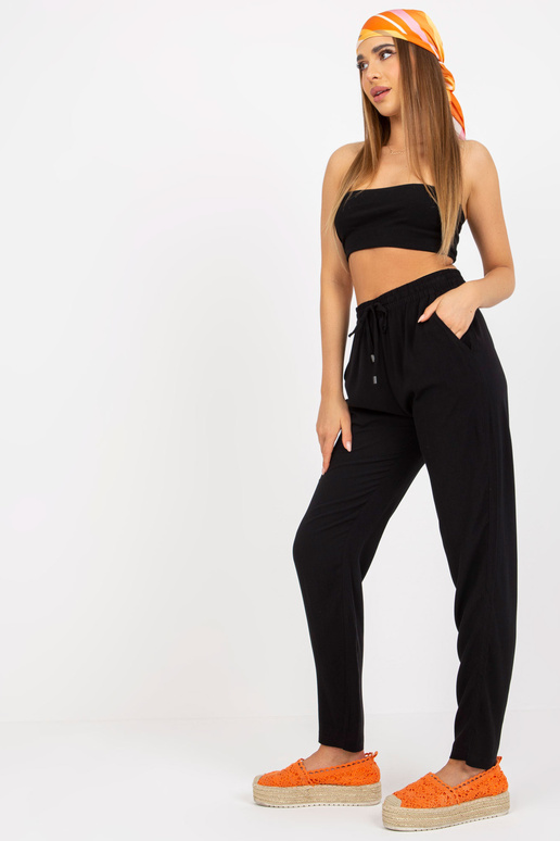 Melnas vasaras auduma bikses ar...