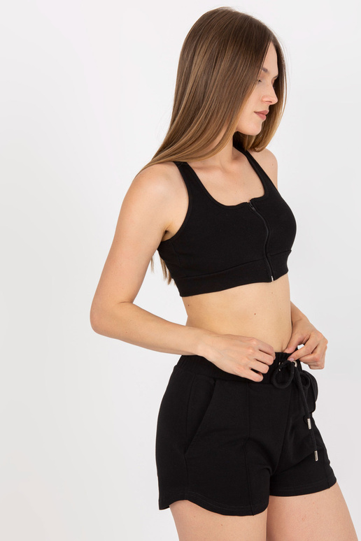 Melns kokvilnas crop top basic ar...