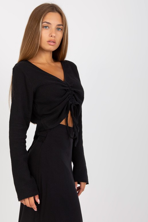 Melna ikdienas muslīna blūze no...