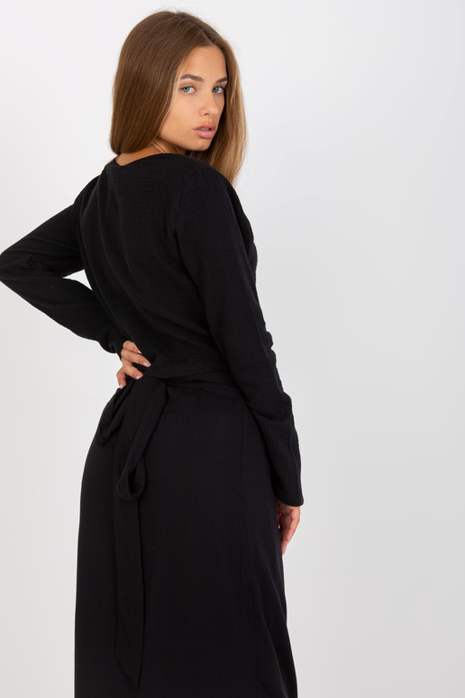 Melna ikdienas muslīna blūze no...