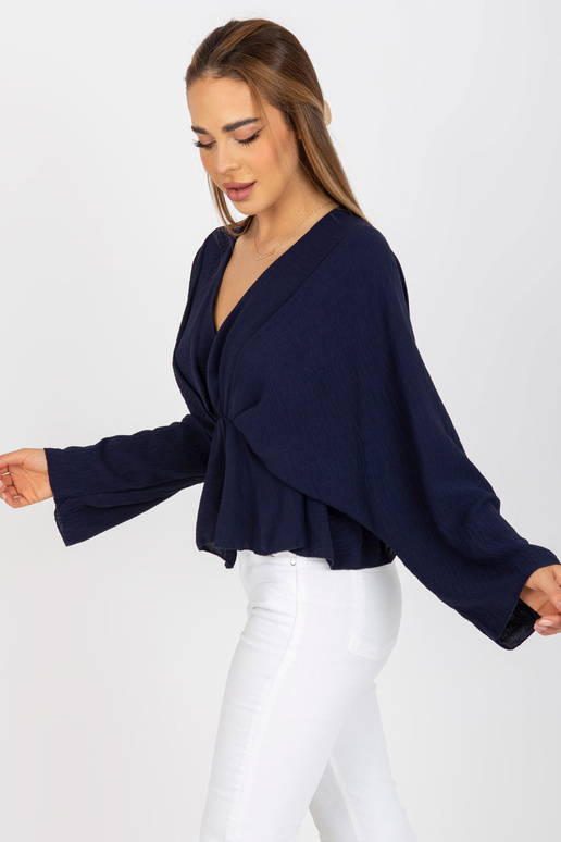 Tumši zila viena izmēra blūze ar V...