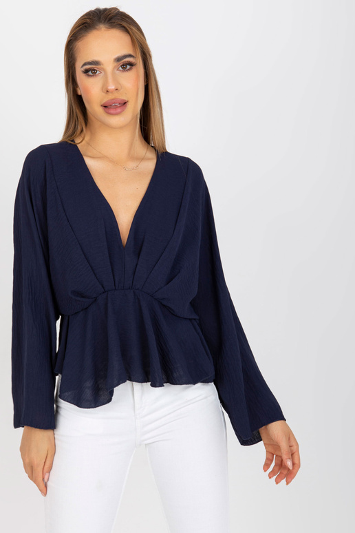 Tumši zila viena izmēra blūze ar V...