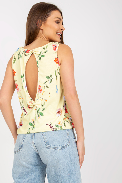 Gaiši dzeltenā raksta tops ar kakla...