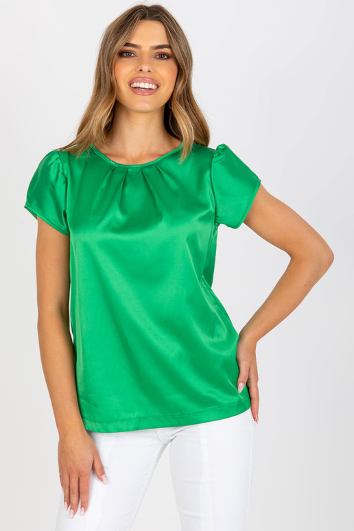 Sieviešu zaļa mākslīgā satīna blūze...