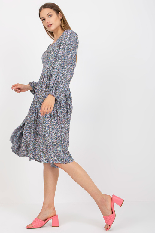 Zila midi kleita ar apdrukām un garām...