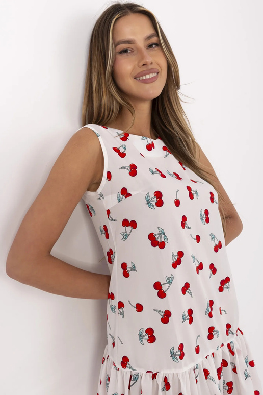 Balta siksniņa mini kleita ar apdrukām