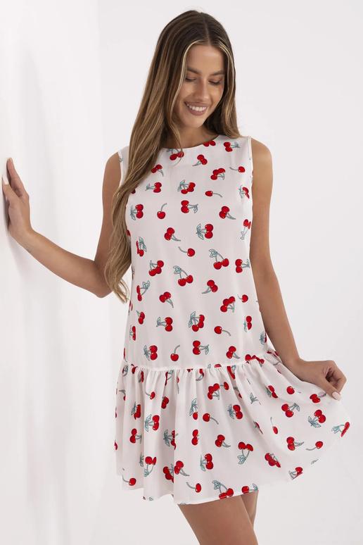 Balta siksniņa mini kleita ar apdrukām