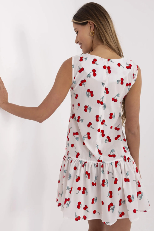 Balta siksniņa mini kleita ar apdrukām