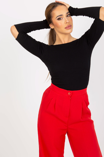 Black Ribbed Basic Blūze ar...