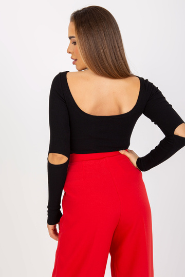 Black Ribbed Basic Blūze ar... 2