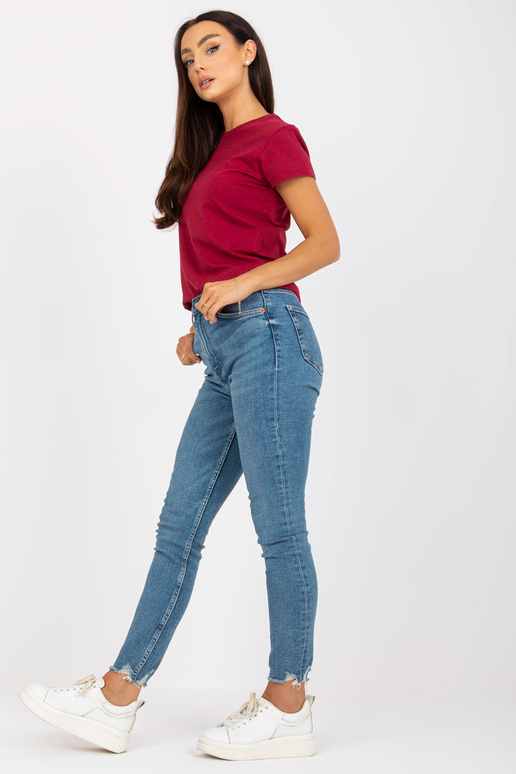 Bordo pamata t-krekls ar īsām piedurknēm