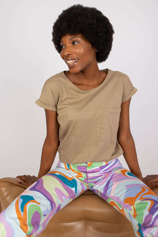 Tumši bēšs dāmu t-krekls basic Ventura