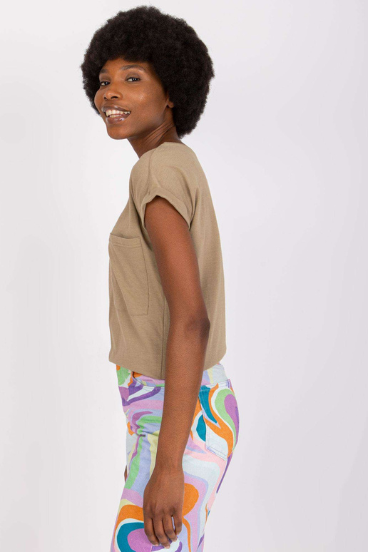 Tumši bēšs dāmu t-krekls basic Ventura