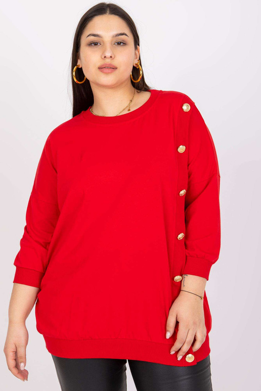 Sarkana plus izmēra blūze ar apaļu...