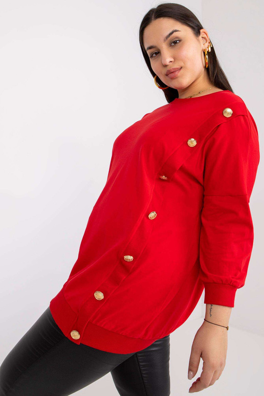 Sarkana plus izmēra blūze ar apaļu...