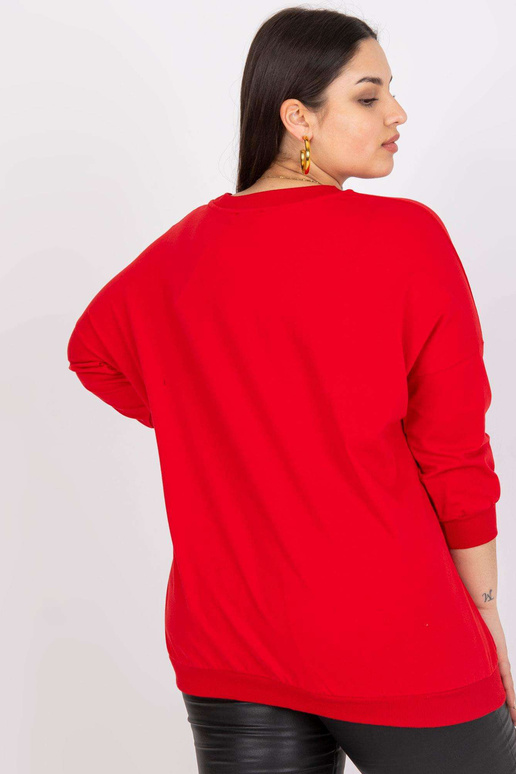 Sarkana plus izmēra blūze ar apaļu...