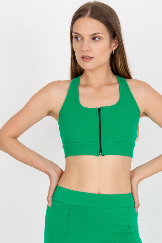 Zaļa rievota crop basic no kokvilnas...