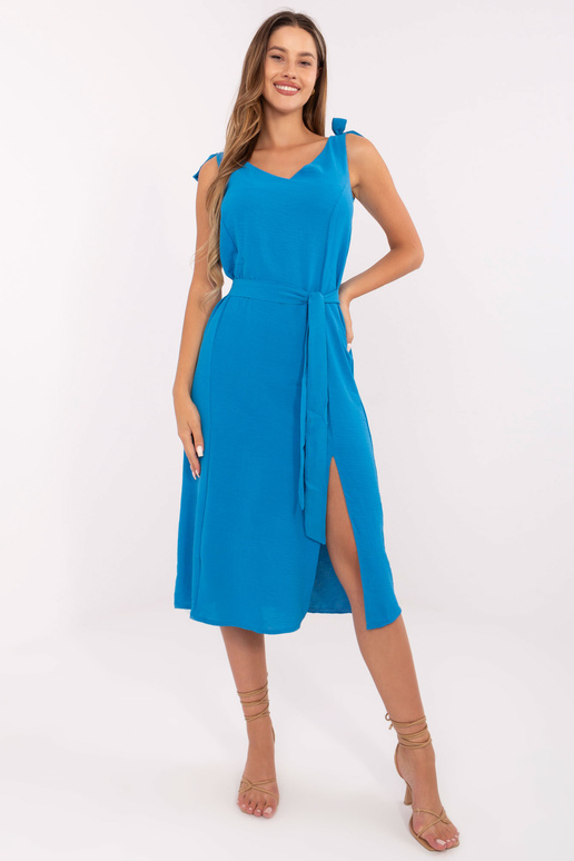 Zila ikdienas kleita ar V veida kakla...