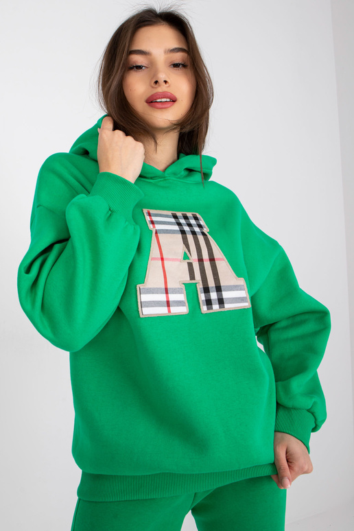 Zaļš džemperis ar plāksteri un kapuci...