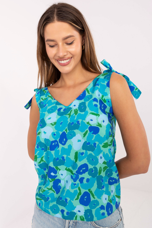 Zaļā un zilā V izgriezuma tops RUE PARIS