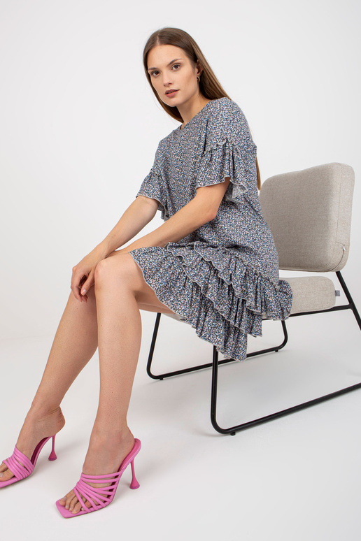 Zila mini kleita ar volāniem un...