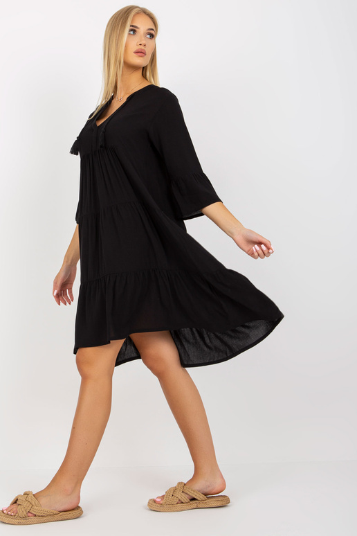 Melna viskozes boho kleita ar... Melna viskozes boho kleita ar...