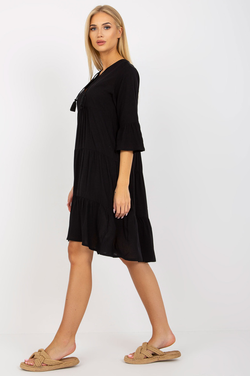 Melna viskozes boho kleita ar... Melna viskozes boho kleita ar...