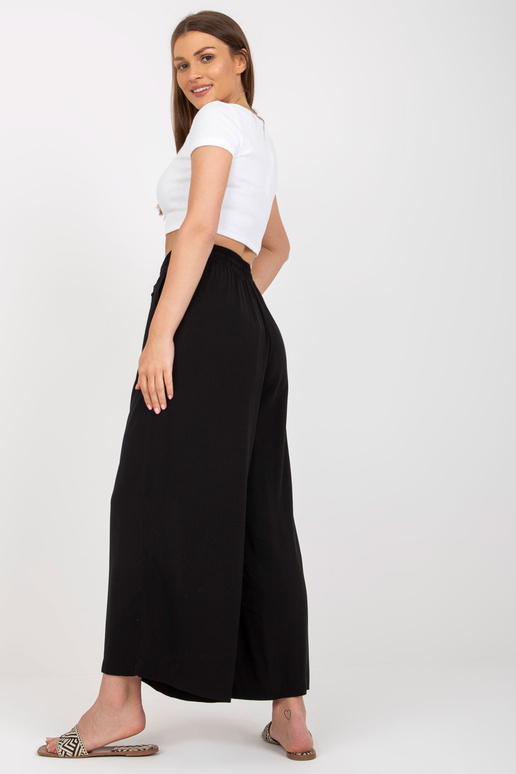 Melnas platas auduma bikses ar...