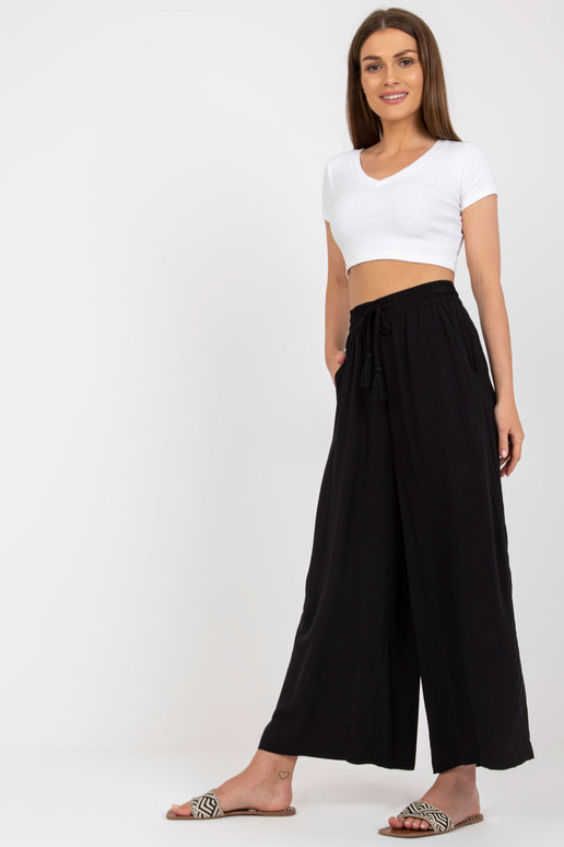 Melnas platas auduma bikses ar...