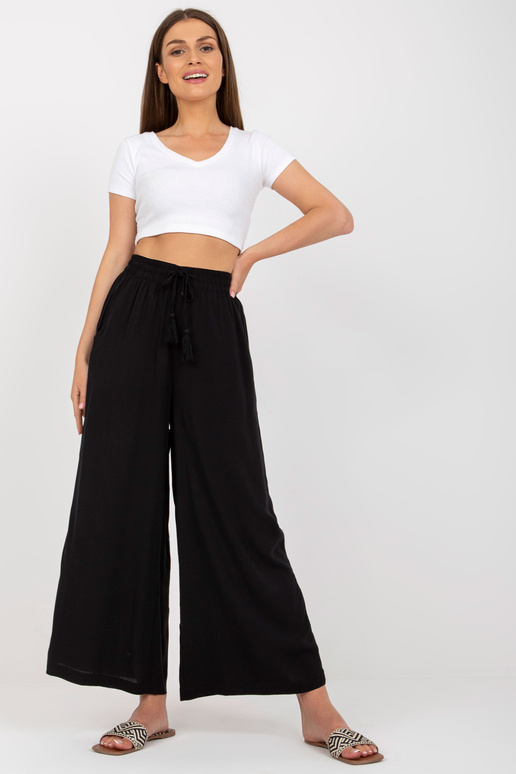 Melnas platas auduma bikses ar...