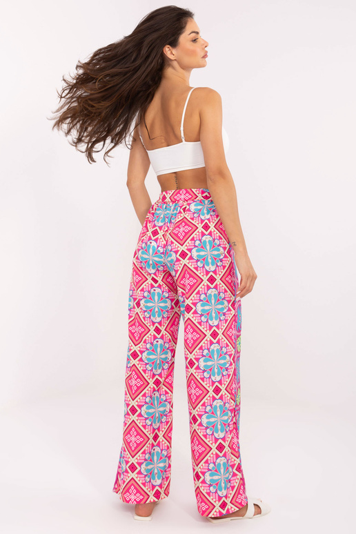 Rozā platas bikses ar apdrukām