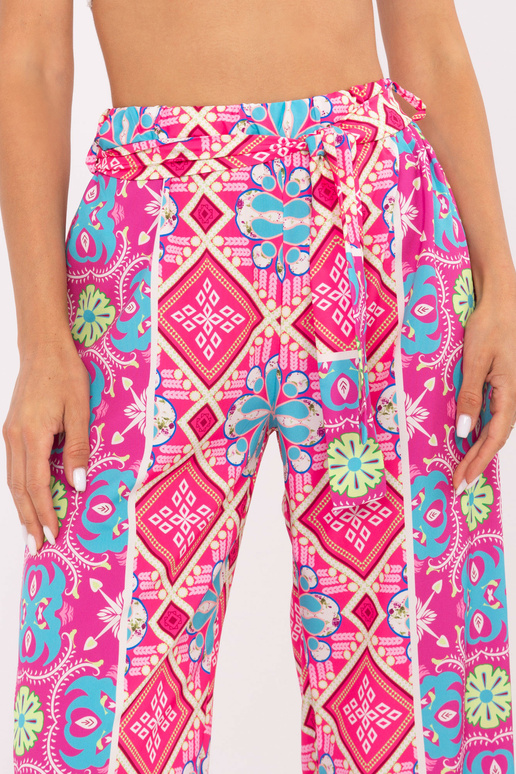 Rozā platas bikses ar apdrukām