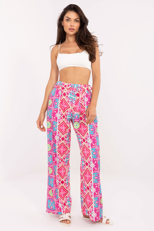 Rozā platas bikses ar apdrukām