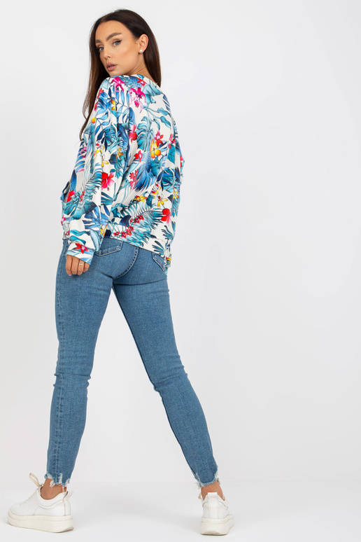 Ecru velūra apdrukas sporta krekls ar... Ecru velūra apdrukas sporta krekls ar...