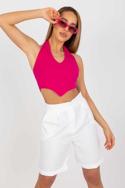 Fuksijas krāsas crop top basic ar...