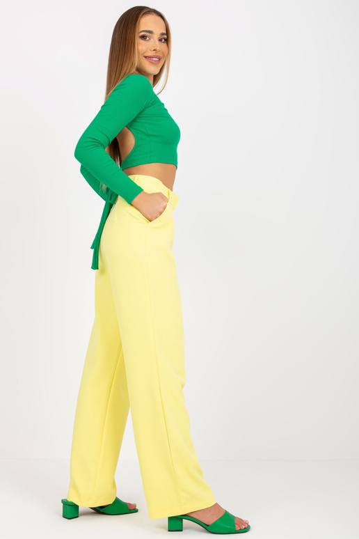 Gaiši dzeltena auduma bikses ar...