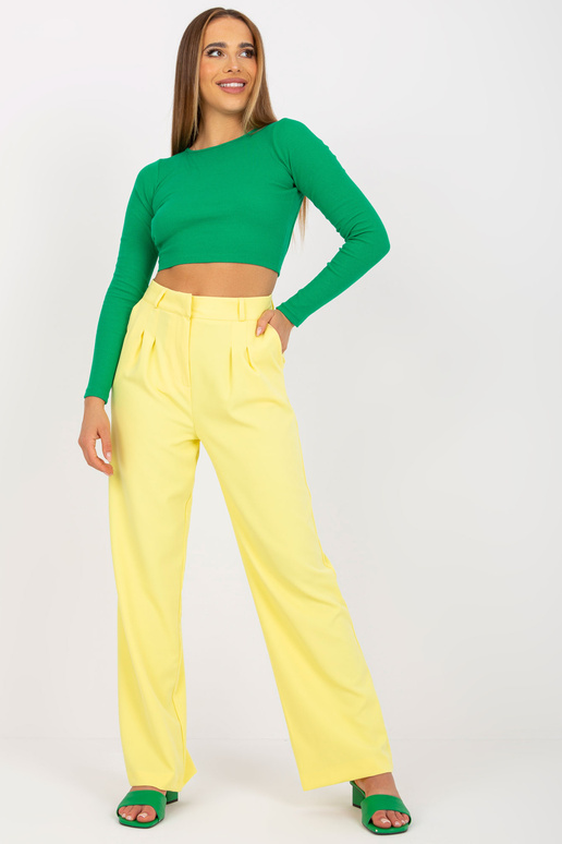 Gaiši dzeltena auduma bikses ar...