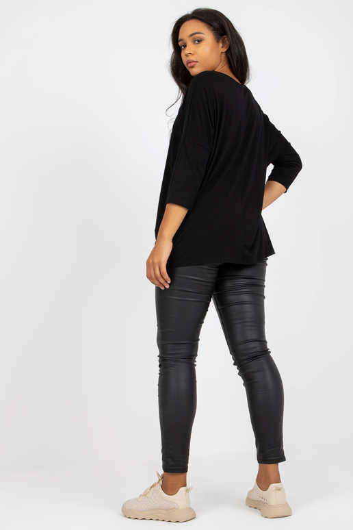 Melna vienkārša plus izmēra blūze ar...