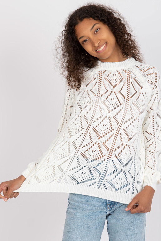 Balts ažūra klasisks džemperis ar...