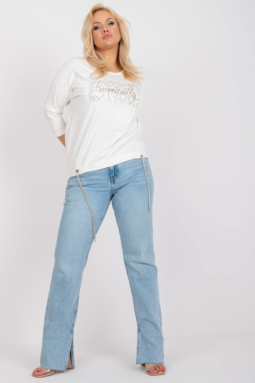 Ecru plus izmēra kokvilnas blūze ar... Ecru plus izmēra kokvilnas blūze ar...