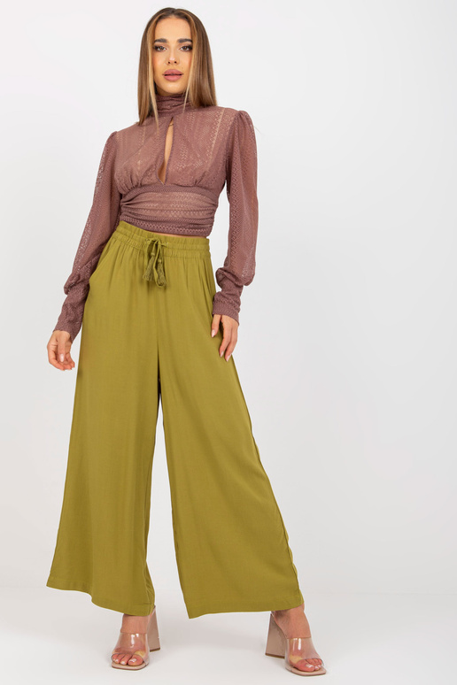 Olīvu gaišas platas bikses vasarai ar...