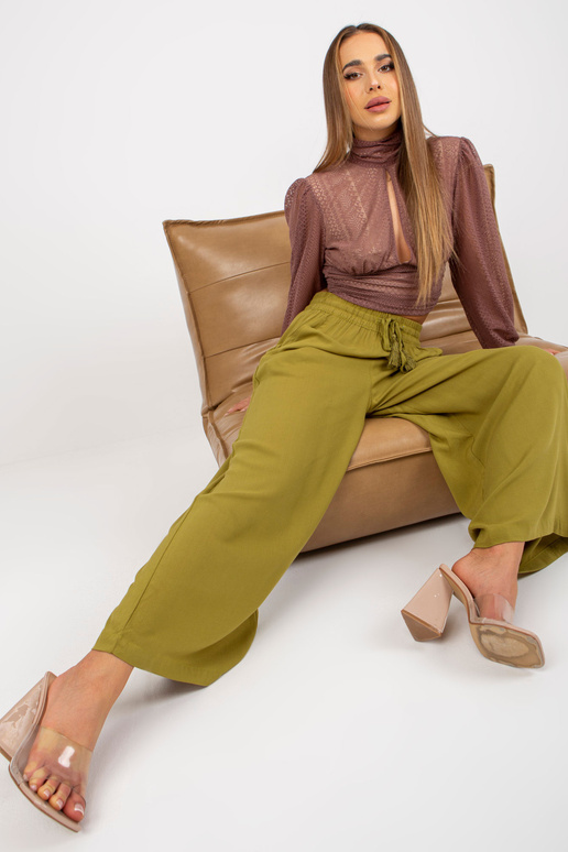 Olīvu gaišas platas bikses vasarai ar...