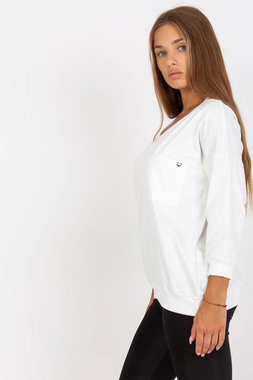 Ecru kokvilnas blūze ar V veida kakla...