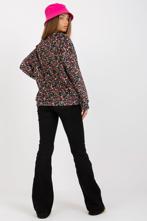 Melna velūra ziedu blūze ar V veida...