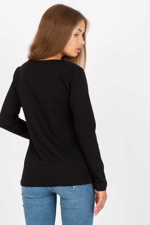 Melna kokvilnas pamata blūze ar garām...