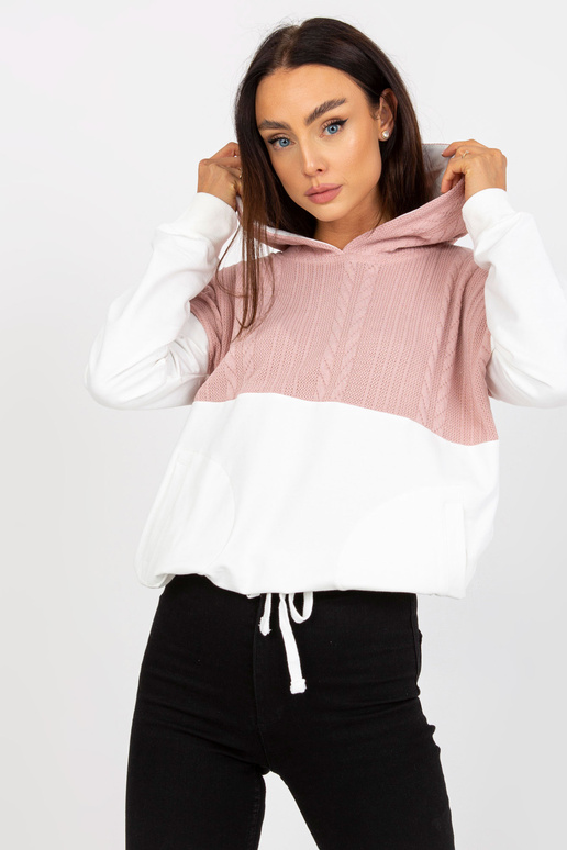 Rozā un baltā kapuce ar kabatām RUE...