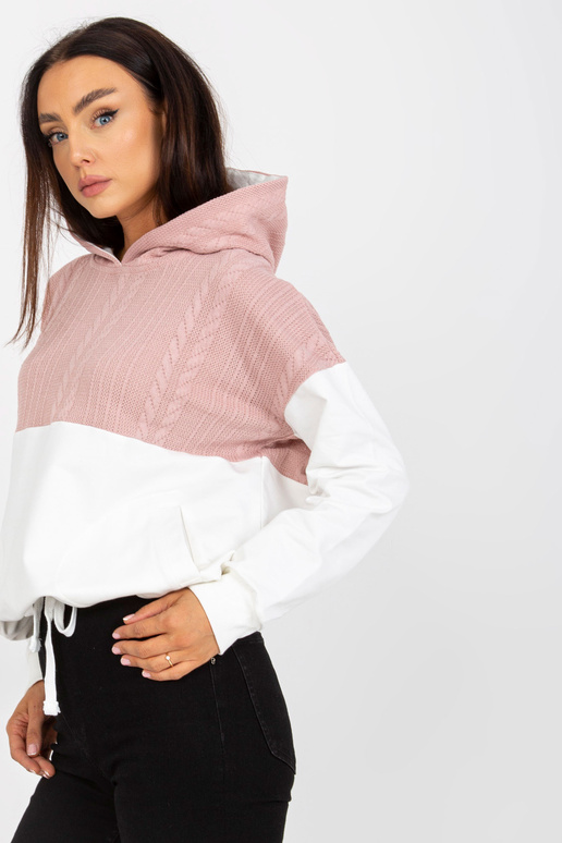 Rozā un baltā kapuce ar kabatām RUE...