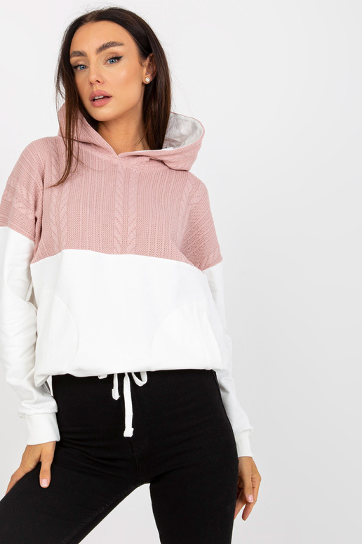 Rozā un baltā kapuce ar kabatām RUE...